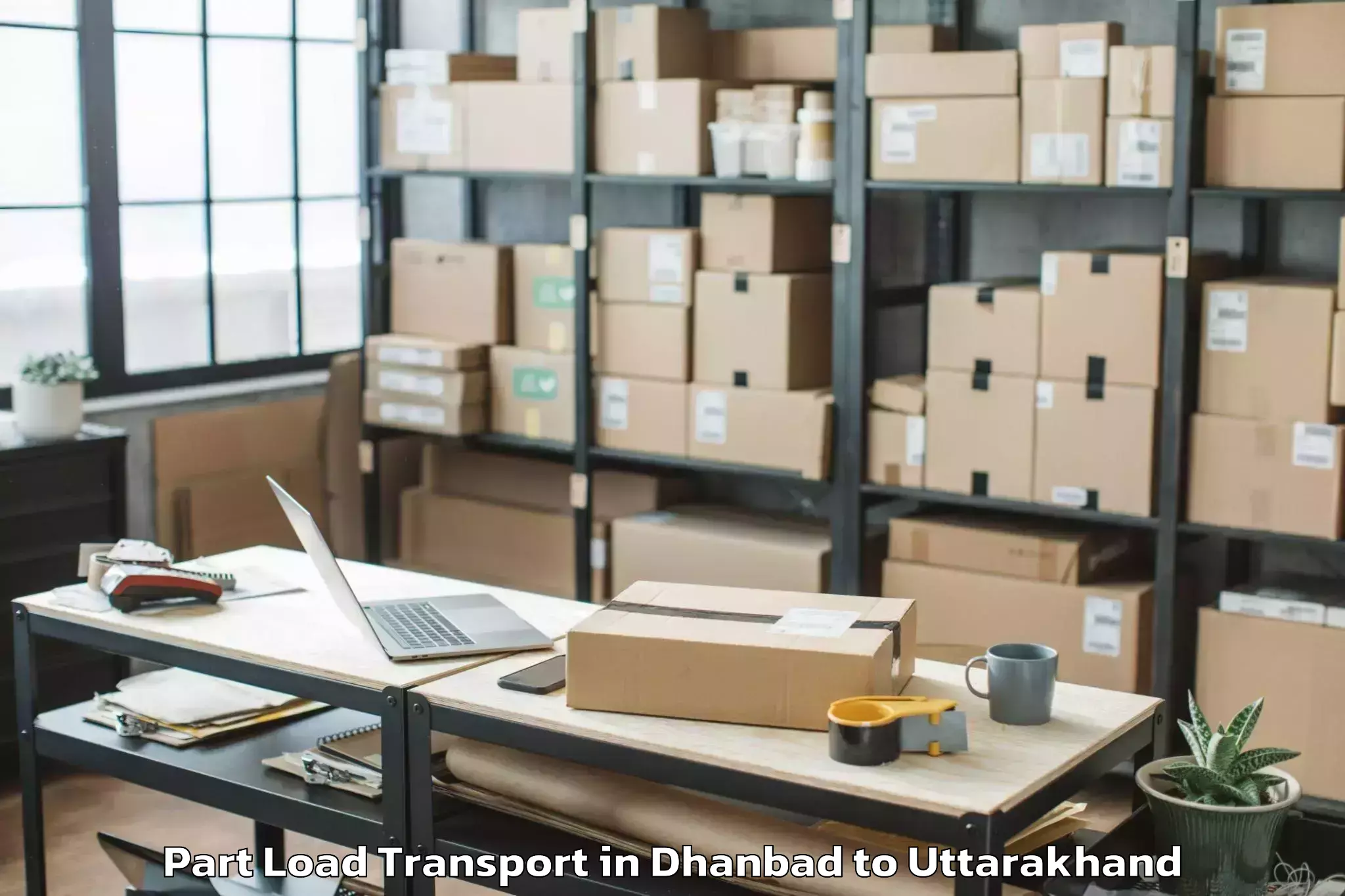 Book Dhanbad to Tharali Part Load Transport Online